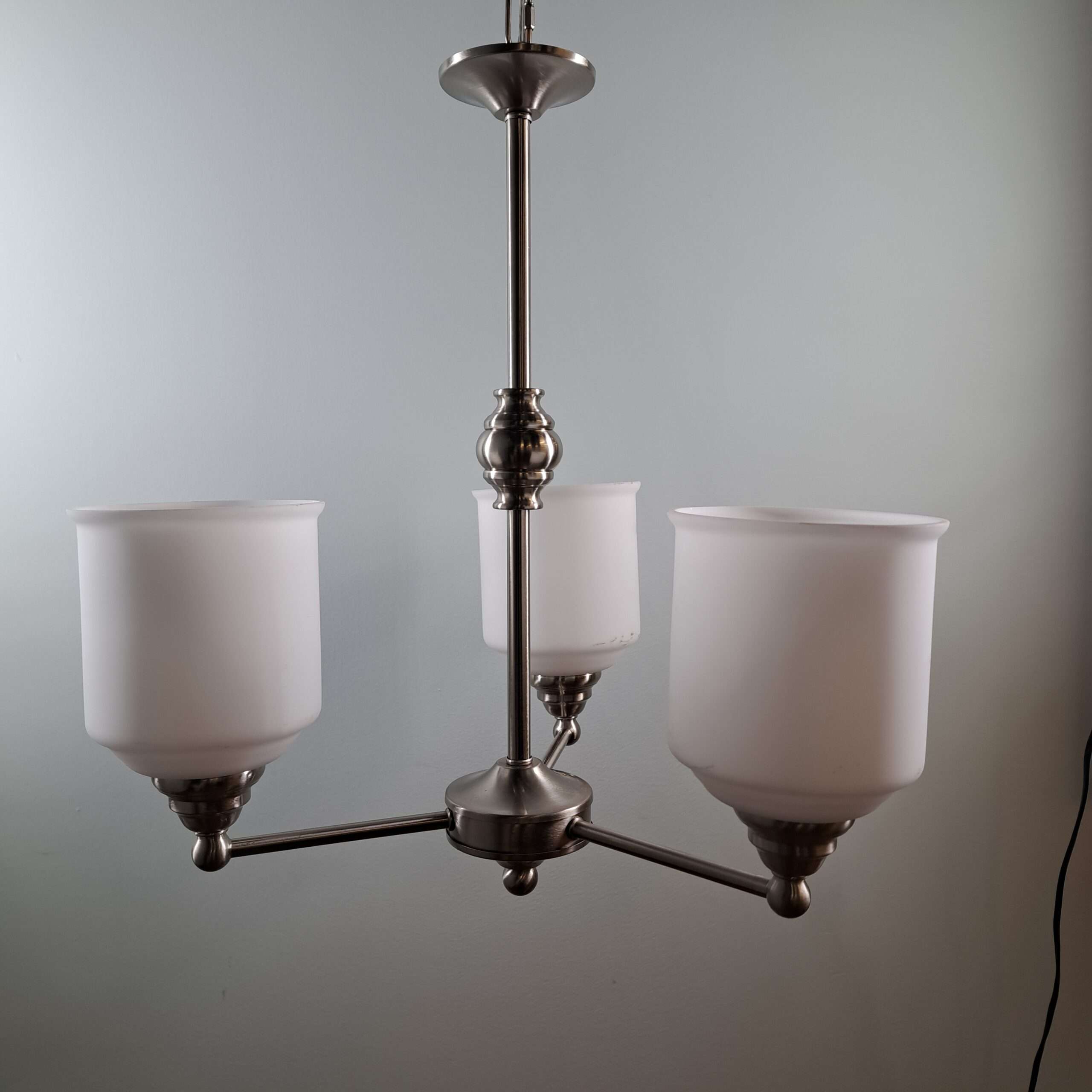 Modern 3-Light Chandelier with Opal Glass shades