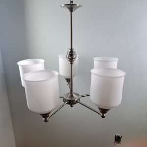 Modern 5-Light Chandelier with Opal Glass shades
