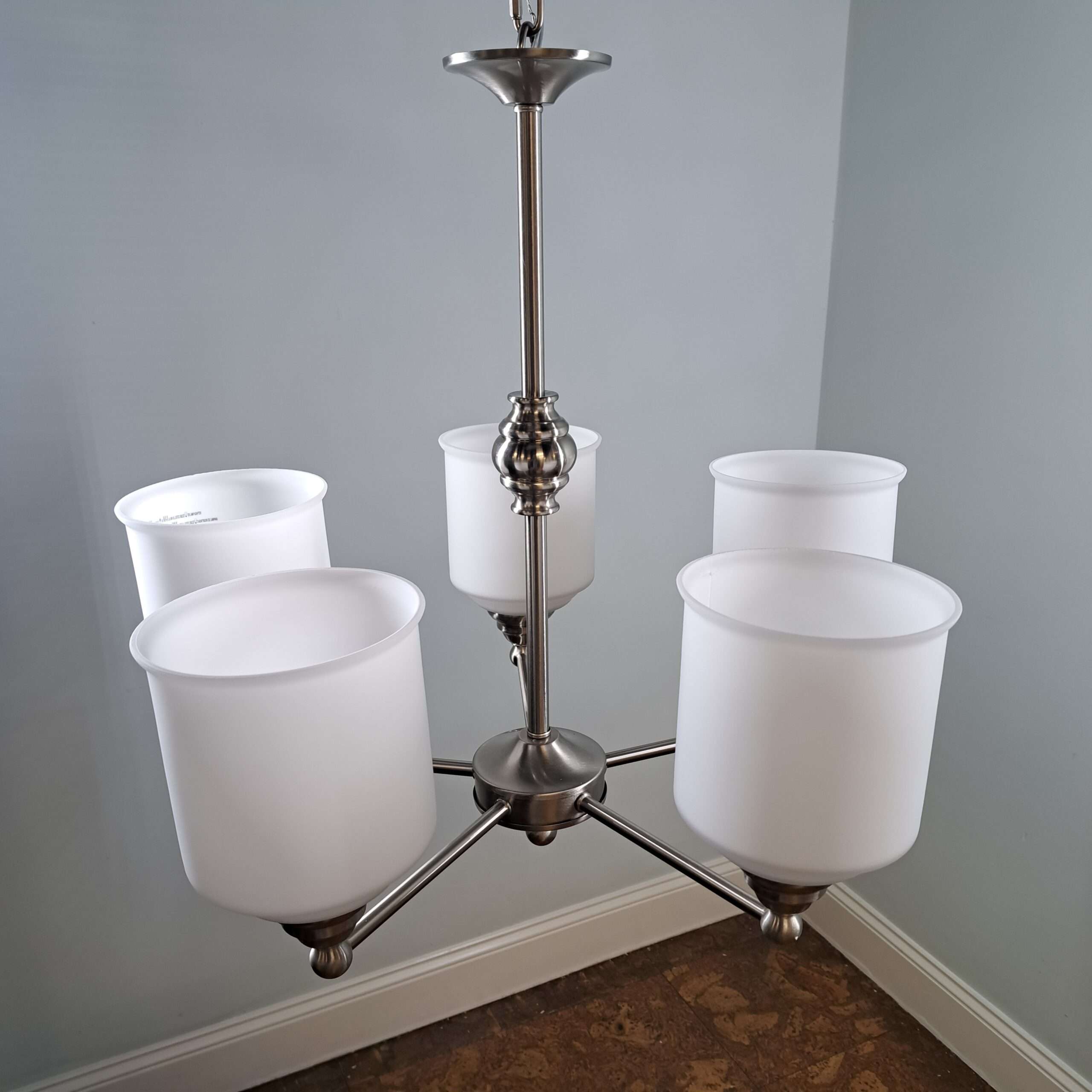 Modern 5-Light Chandelier with Opal Glass shades - Image 4