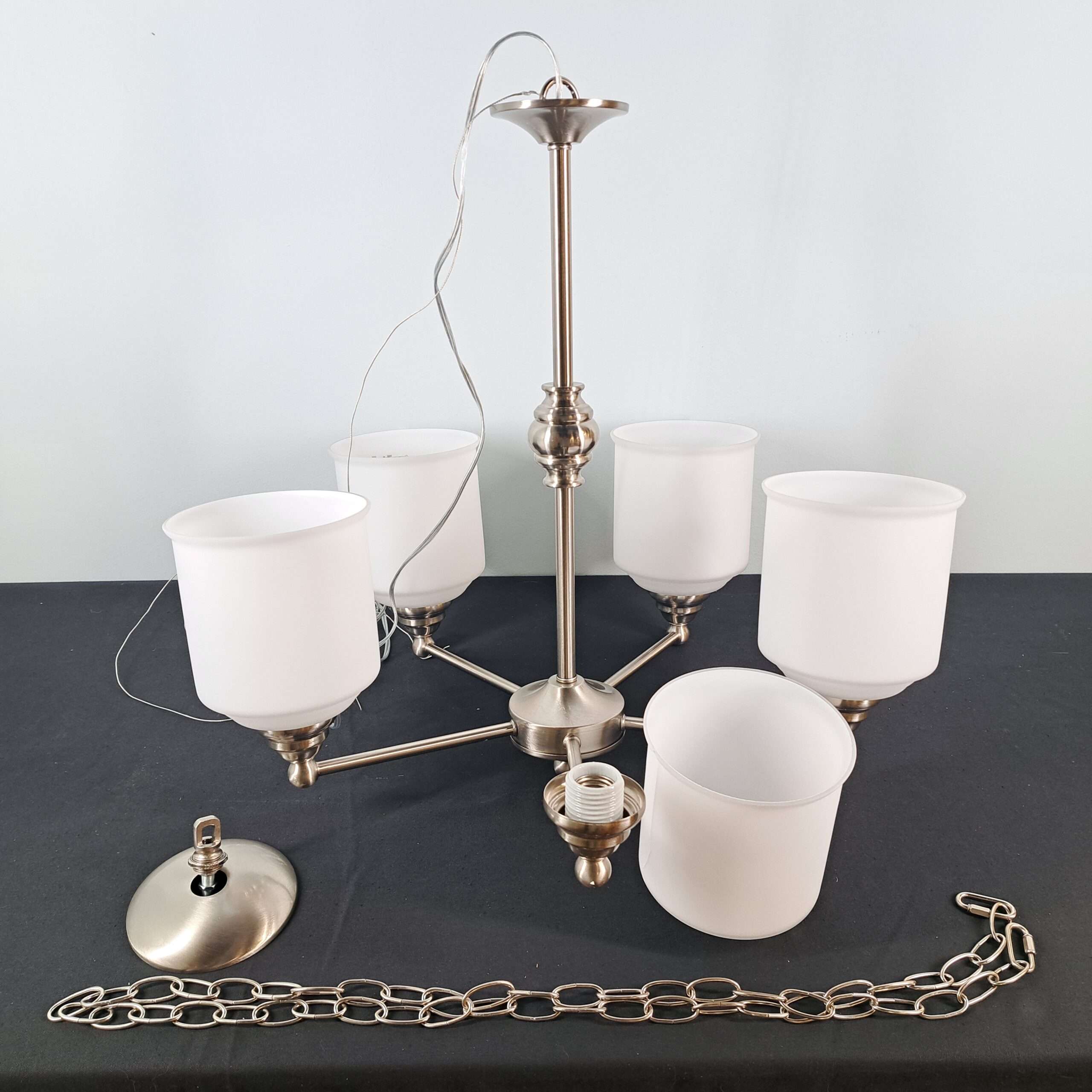 Modern 5-Light Chandelier with Opal Glass shades - Image 2